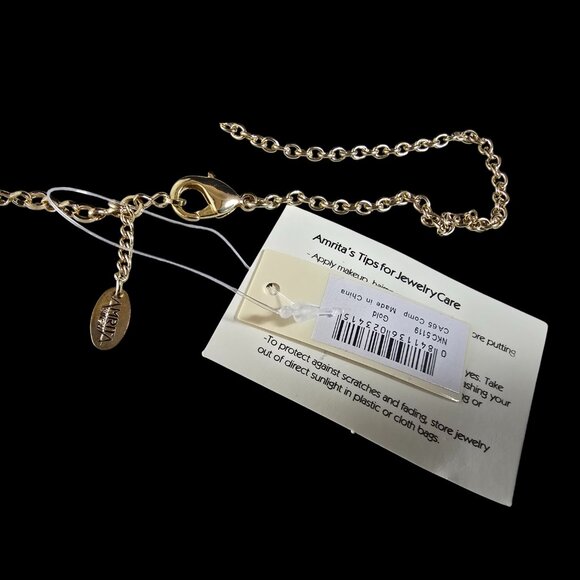 Amrita Singh Women's Gold Plated Crystal Butterfly Pendant Necklace NWT - Picture 3 of 4